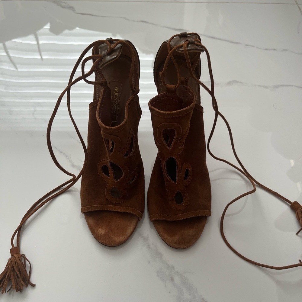 Aquazzura Brown Suede Women's Shoes